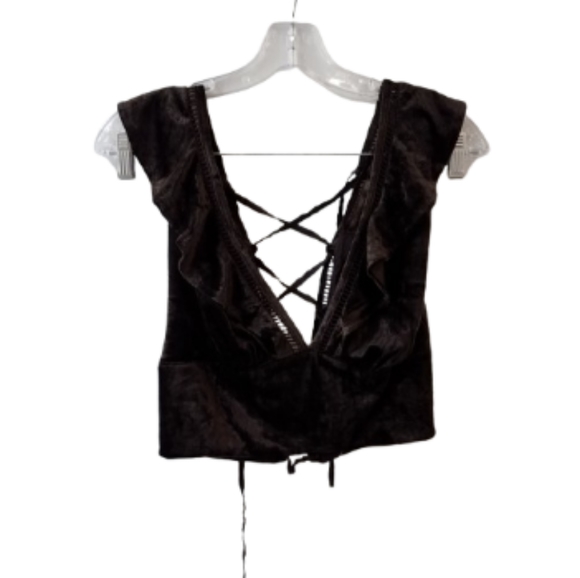 NWT Free People Lillian Velvet Lace Up Crop Top - Picture 3 of 5